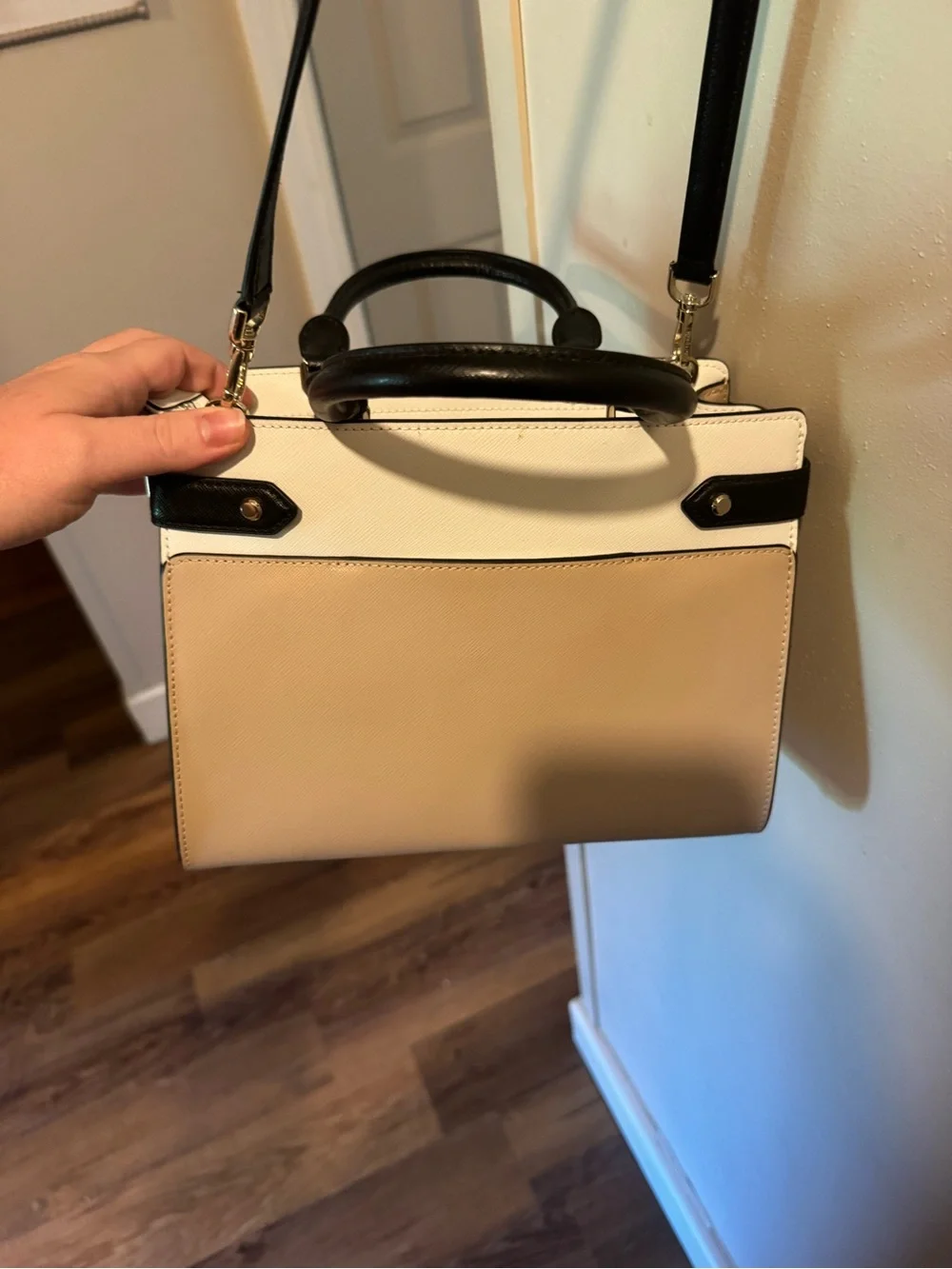 kate spade Two-Tone Satchel in Beige, White and Black